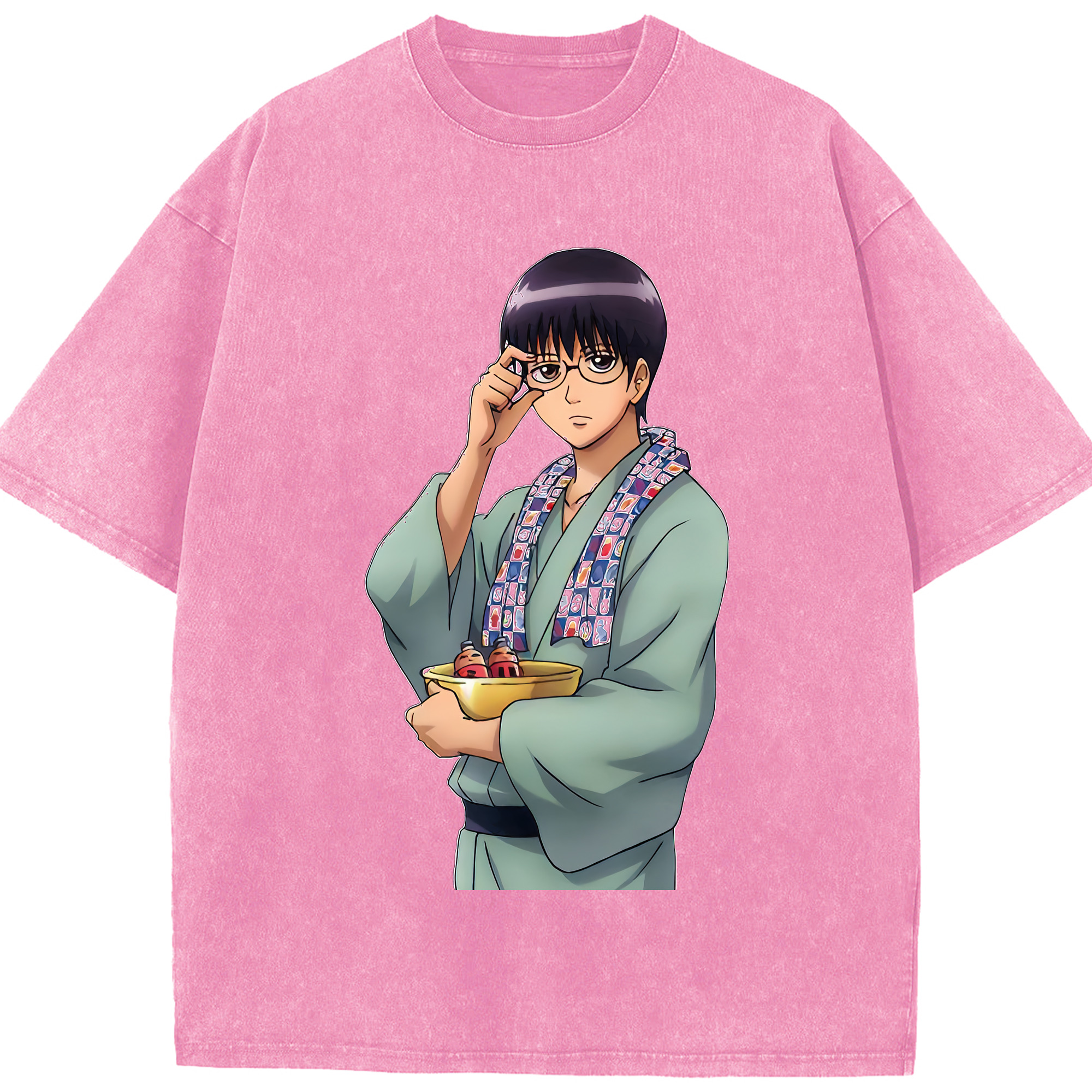 （画像用） ぎんたま 坂田銀時（さかたぎんとき） 神楽 志村新八（しむら しんぱち） GINTAMA Sakata Gintoki Kagura Shimura Shinpachi 綿100% ヴィンテージ風 半袖Tシャツ（フロントプリント）